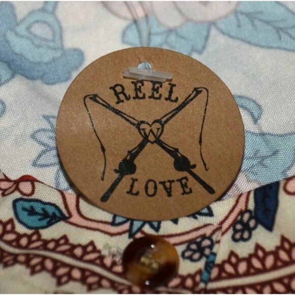 NWT Women M Tunic Blouse Shirt Colorful Peacock Print Loose Button Up Collarless - Picture 13 of 15